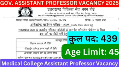 UKMSSB Assistant Professor Recruitment 2025